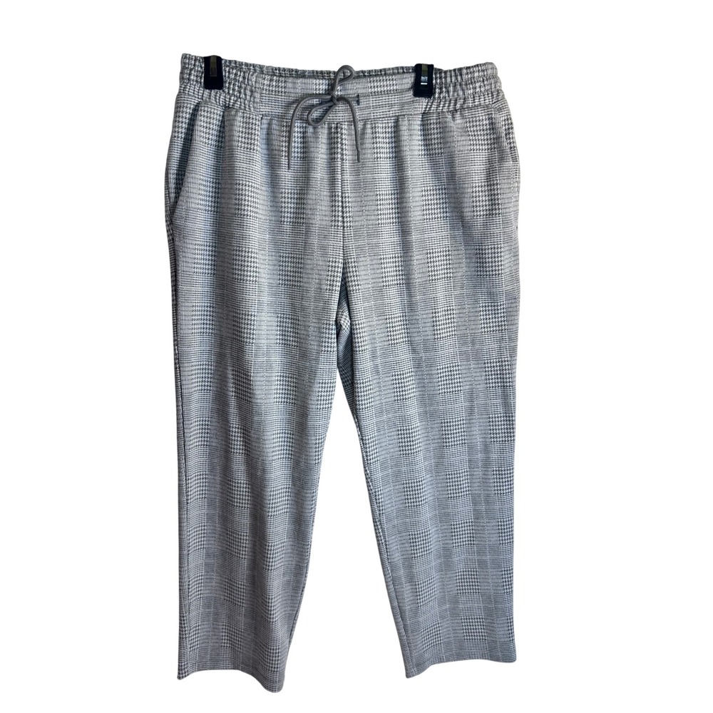 A New Day Ankle Pants Large Grey Houndstooth Drawstring Tapered Women